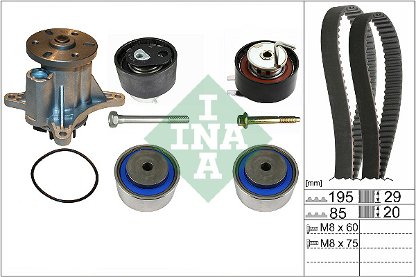 Distributieriem kit inclusief waterpomp INA 530 0764 30