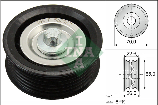 Geleiderol (poly) V-riem INA 532 0531 10