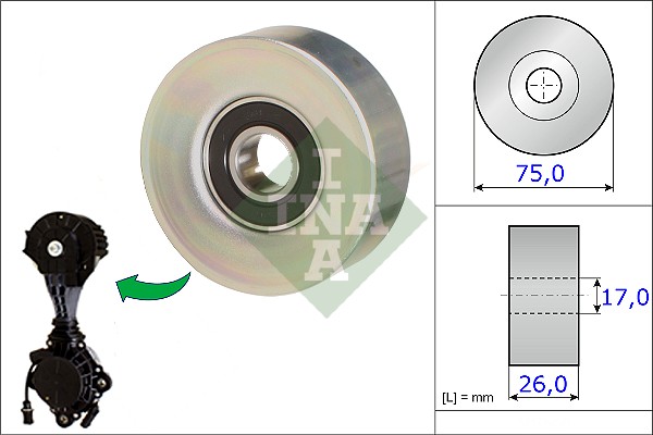 Geleiderol (poly) V-riem INA 532 0676 10