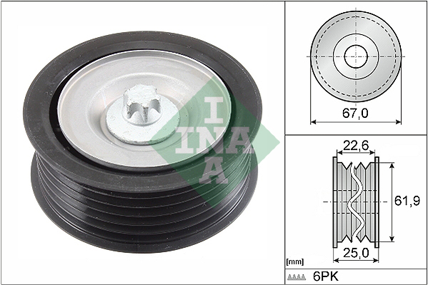 Geleiderol (poly) V-riem INA 532 0866 10