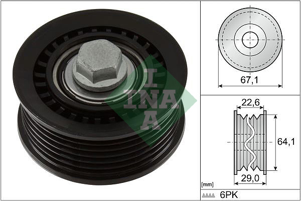 Geleiderol (poly) V-riem INA 532 1076 10