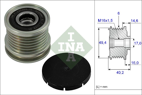 Vrijloop koppeling dynamo INA 535 0001 10