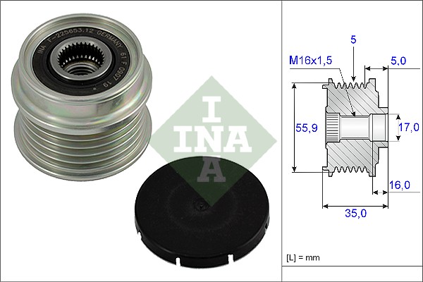 Vrijloop koppeling dynamo INA 535 0004 10