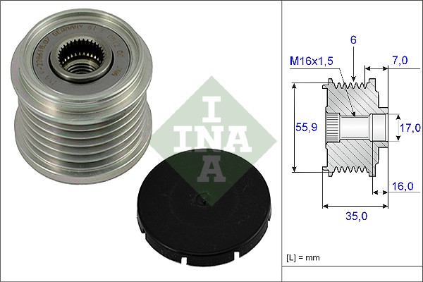 Vrijloop koppeling dynamo INA 535 0014 10