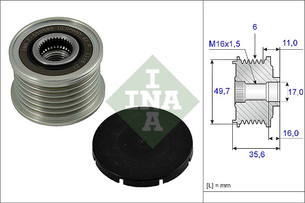 Vrijloop koppeling dynamo INA 535 0016 10