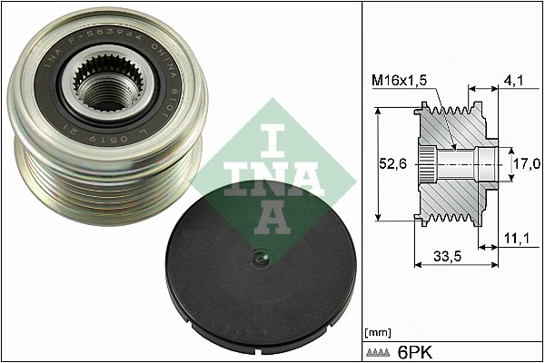 Vrijloop koppeling dynamo INA 535 0025 10