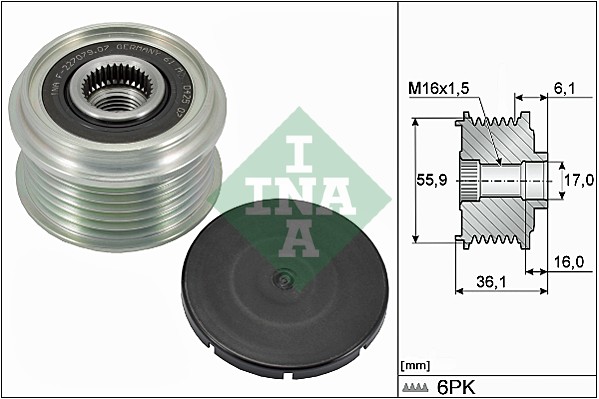 Vrijloop koppeling dynamo INA 535 0026 10