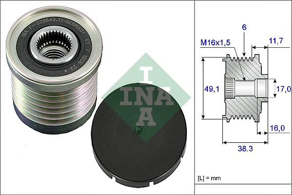 Vrijloop koppeling dynamo INA 535 0030 10