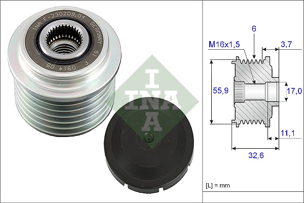 Vrijloop koppeling dynamo INA 535 0032 10