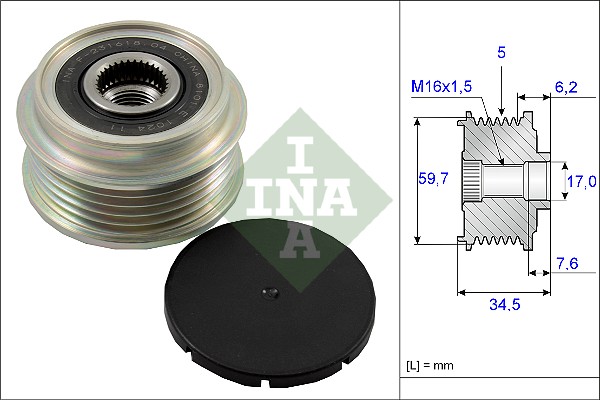 Vrijloop koppeling dynamo INA 535 0034 10