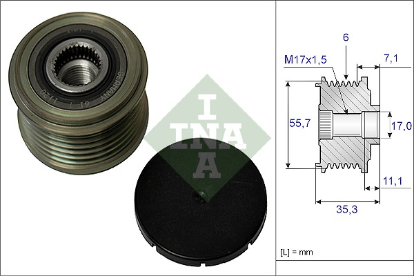 Vrijloop koppeling dynamo INA 535 0037 10