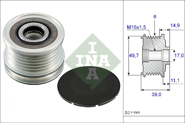 Vrijloop koppeling dynamo INA 535 0050 10