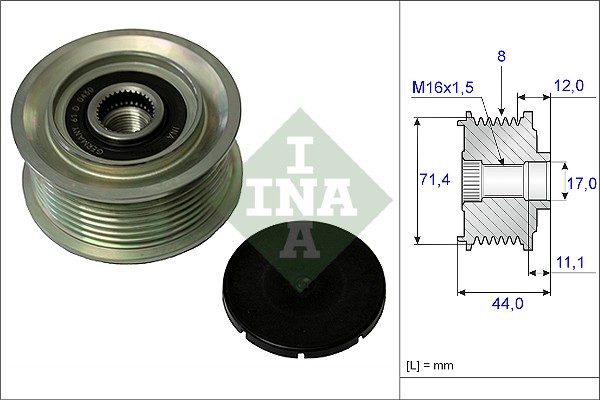 Vrijloop koppeling dynamo INA 535 0055 10