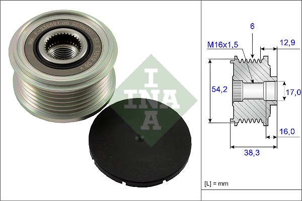 Vrijloop koppeling dynamo INA 535 0062 10