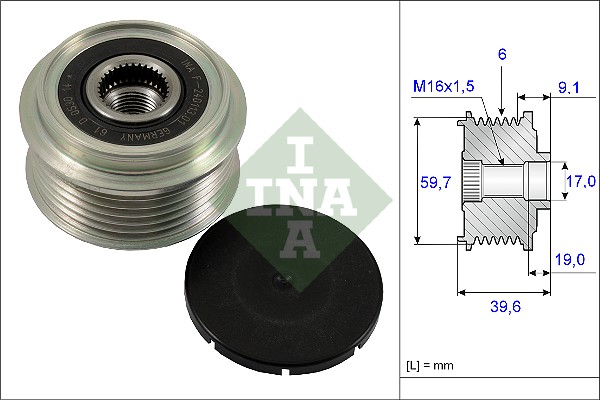 Vrijloop koppeling dynamo INA 535 0065 10