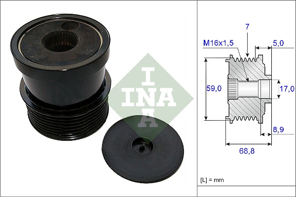 Vrijloop koppeling dynamo INA 535 0070 30