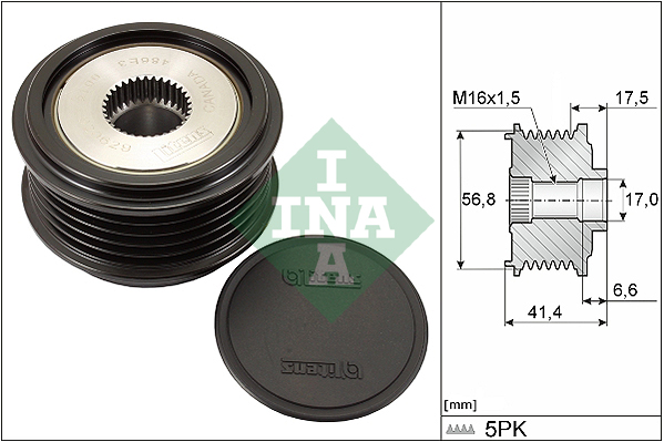 Vrijloop koppeling dynamo INA 535 0071 30