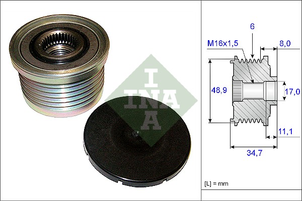 Vrijloop koppeling dynamo INA 535 0088 10