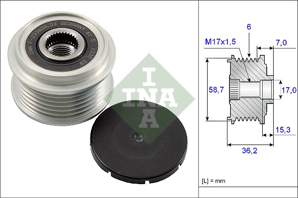 Vrijloop koppeling dynamo INA 535 0098 10