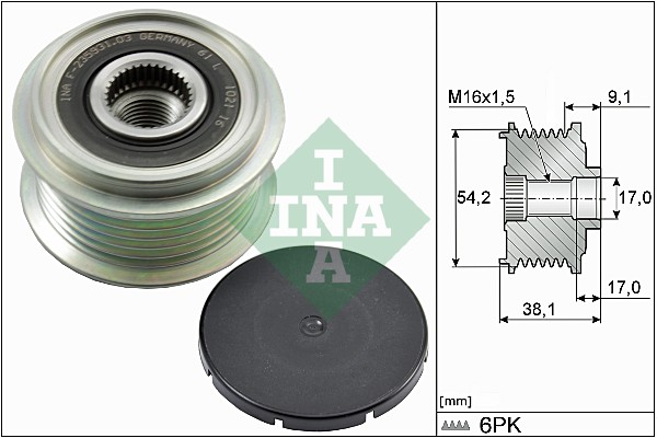 Vrijloop koppeling dynamo INA 535 0100 10