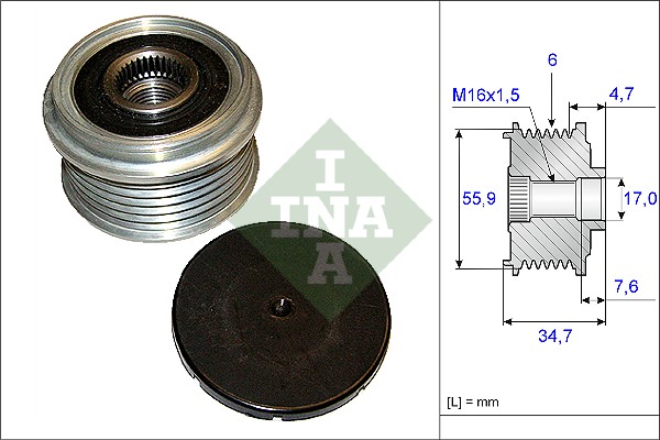 Vrijloop koppeling dynamo INA 535 0106 10