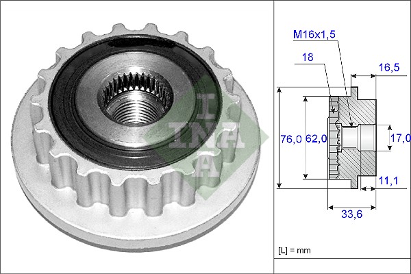 Vrijloop koppeling dynamo INA 535 0118 10