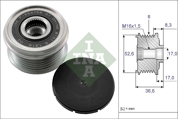 Vrijloop koppeling dynamo INA 535 0137 10