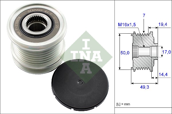 Vrijloop koppeling dynamo INA 535 0140 10