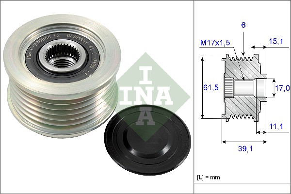 Vrijloop koppeling dynamo INA 535 0144 10