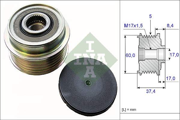 Vrijloop koppeling dynamo INA 535 0152 10