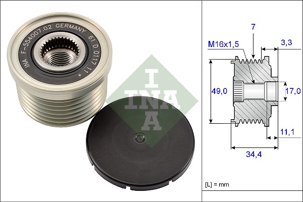 Vrijloop koppeling dynamo INA 535 0164 10