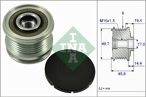 Vrijloop koppeling dynamo INA 535 0168 10