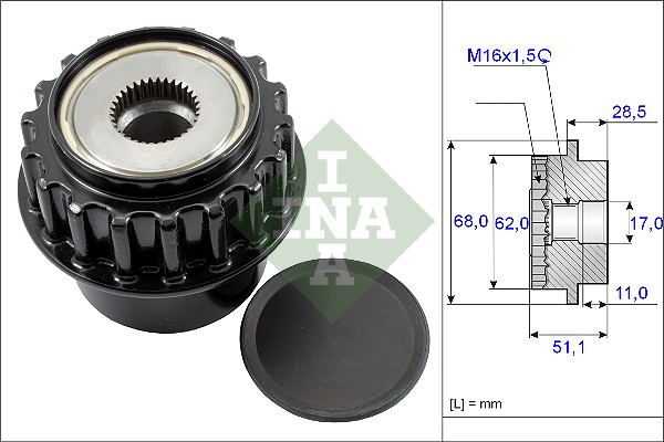 Vrijloop koppeling dynamo INA 535 0175 10