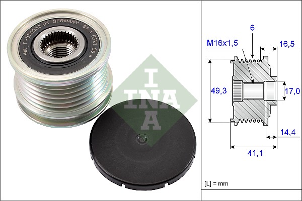 Vrijloop koppeling dynamo INA 535 0178 10