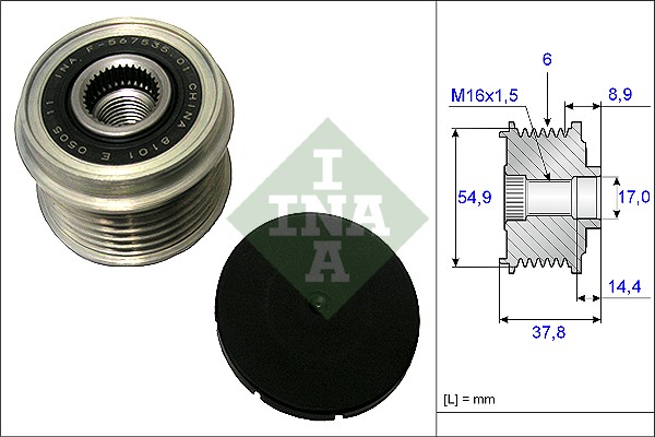 Vrijloop koppeling dynamo INA 535 0217 10