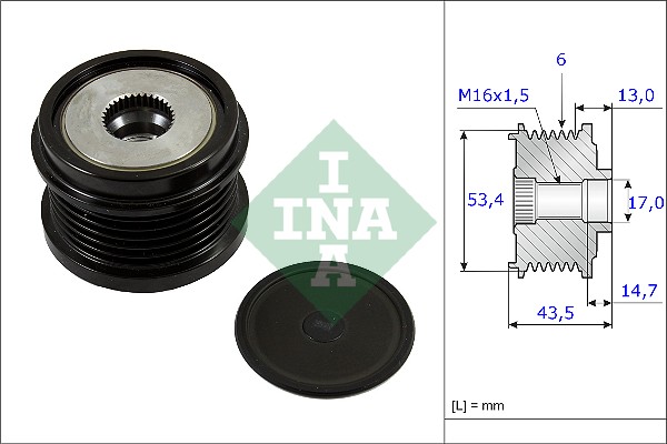 Vrijloop koppeling dynamo INA 535 0237 10