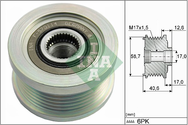 Vrijloop koppeling dynamo INA 535 0283 10