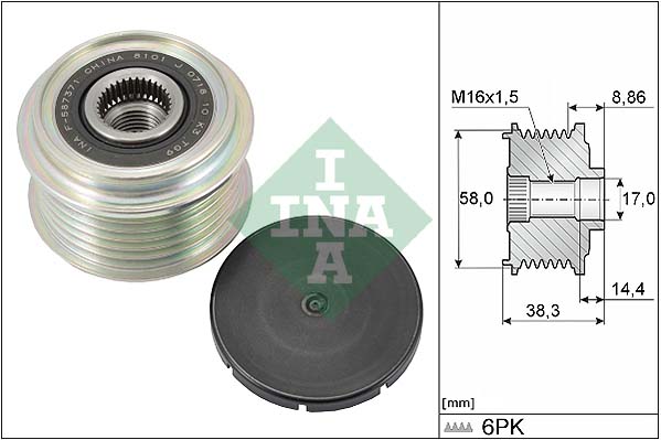 Vrijloop koppeling dynamo INA 535 0296 10