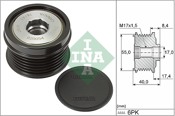 Vrijloop koppeling dynamo INA 535 0316 10