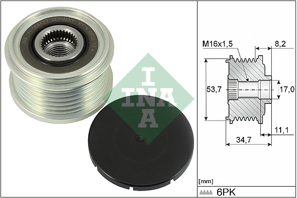 Vrijloop koppeling dynamo INA 535 0327 10