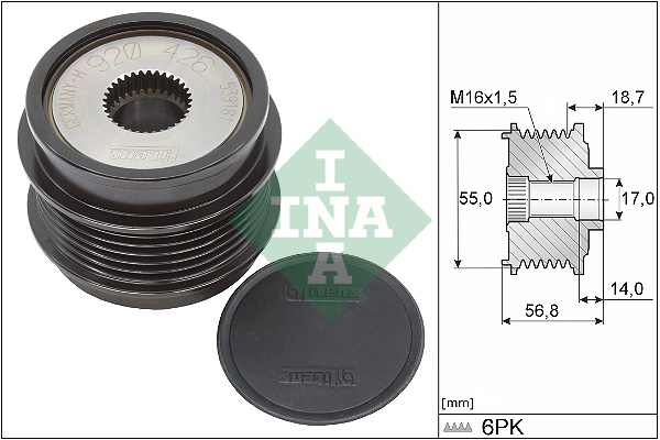 Vrijloop koppeling dynamo INA 535 0341 10