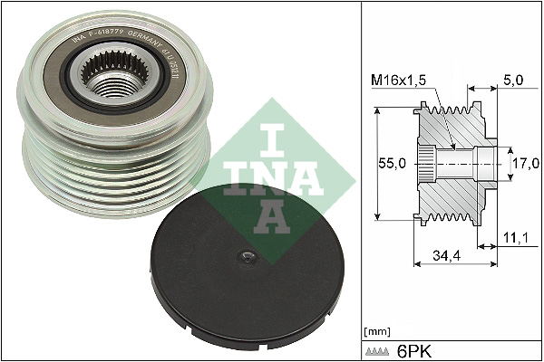 Vrijloop koppeling dynamo INA 535 0357 10