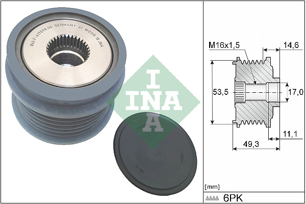 Vrijloop koppeling dynamo INA 535 0364 10