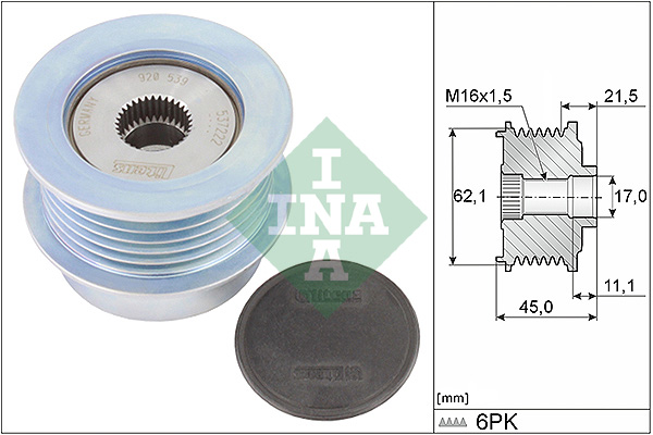 Vrijloop koppeling dynamo INA 535 0367 10