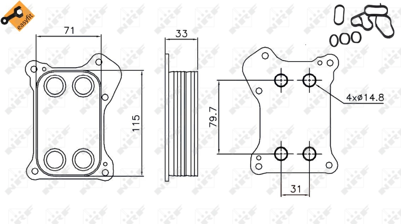 NRF Oliekoeler motorolie 31167