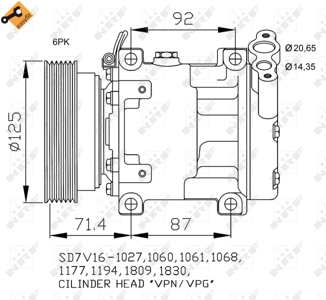 NRF Airco compressor 32742