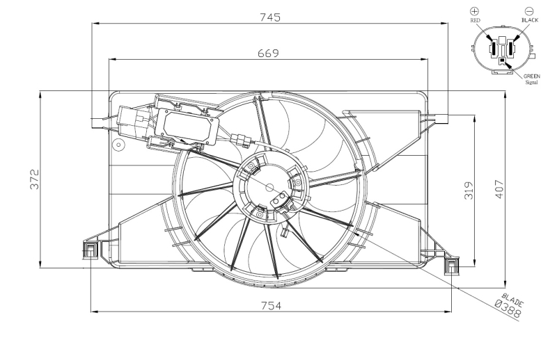 Ventilatorwiel-motorkoeling NRF 47959