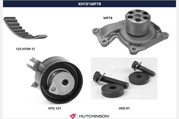 Distributieriem kit inclusief waterpomp Hutchinson KH 101WP78