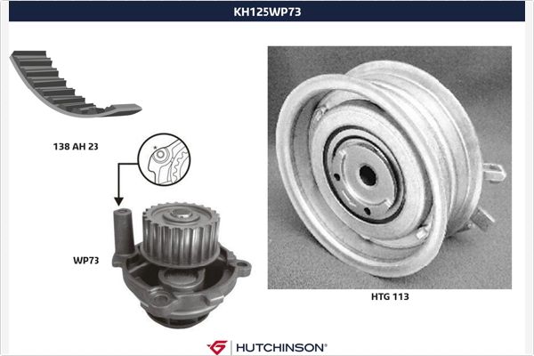 Distributieriem kit inclusief waterpomp Hutchinson KH 125WP73