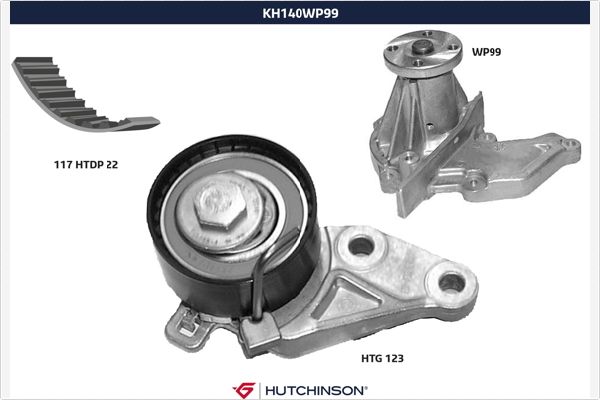 Distributieriem kit inclusief waterpomp Hutchinson KH 140WP99